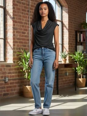 🌻 Warehouse One Shimmer Cowl Neck Tank #644